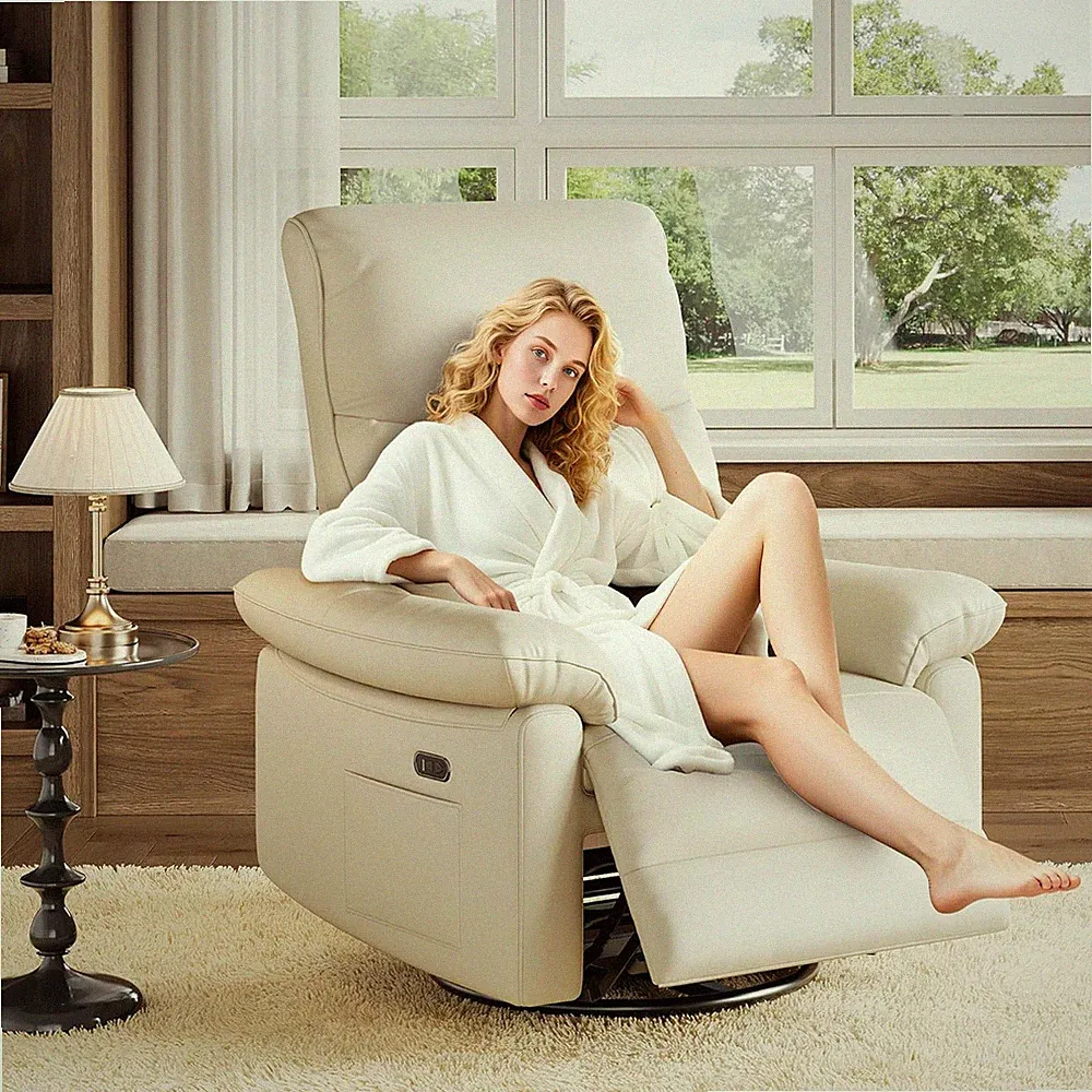 350 Lbs Capacity Chenille Manual Recliner Chair, 270 Swivel Rocking Chair