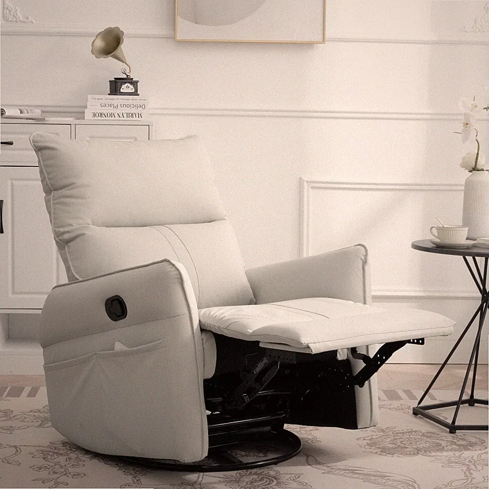 360° Swivel Rocking Recliner Chai - Glider with Side Pocket, for Living Room