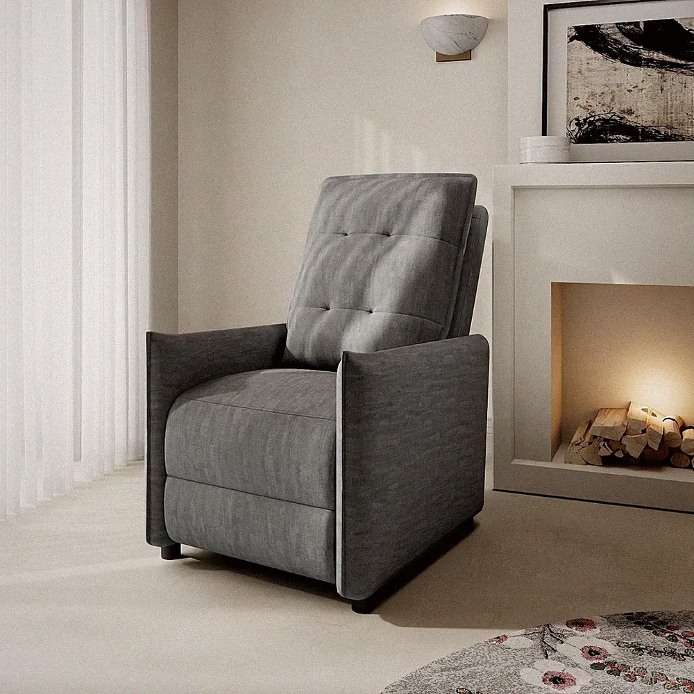 Apartment Manual Push Back Recliner Chair Ergonomic High Back Fabric Wall-Hugger