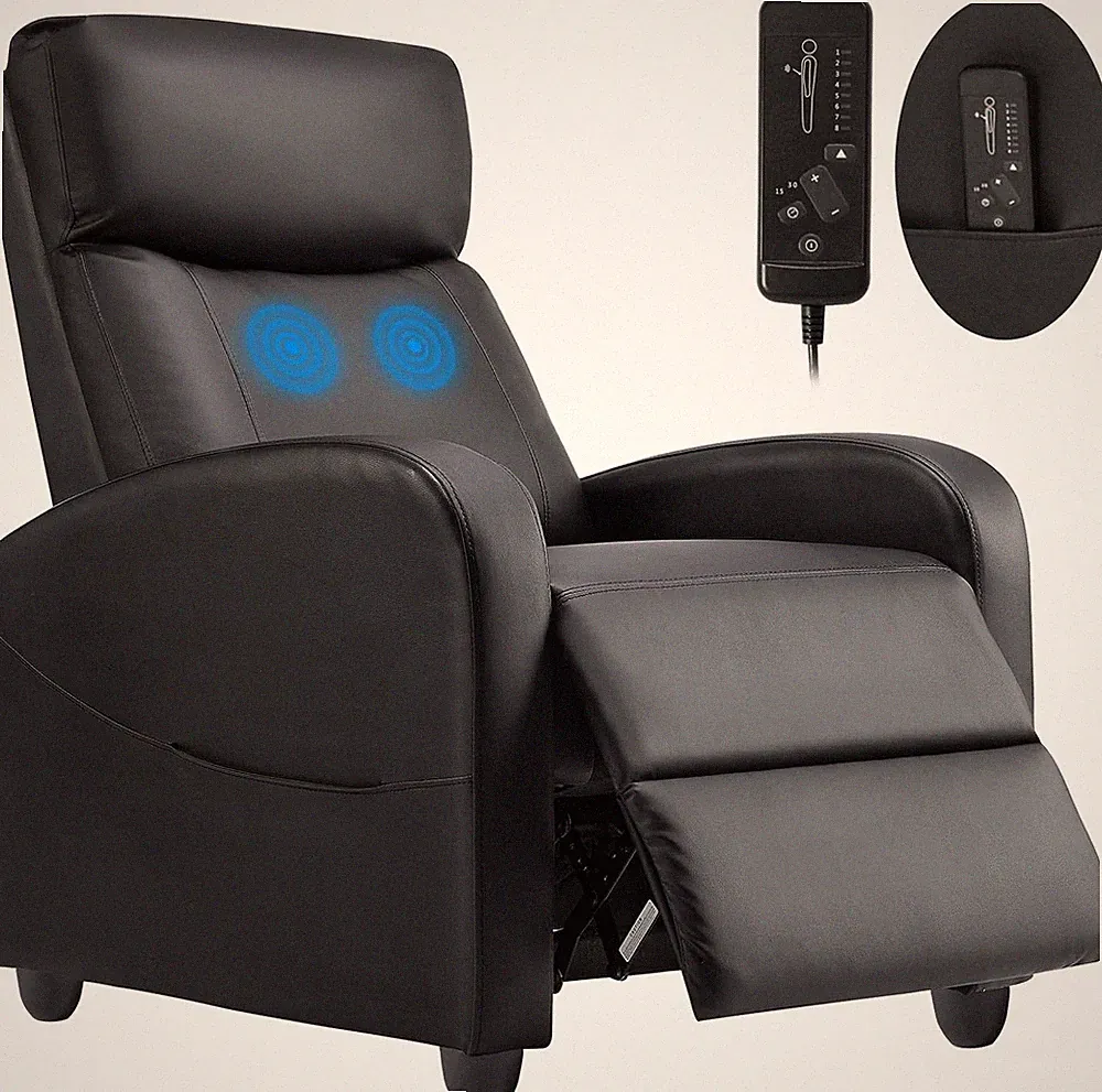 Black Home Recliner Sofa Adjustable Upholstered Massage Reclining Fabric Sofa