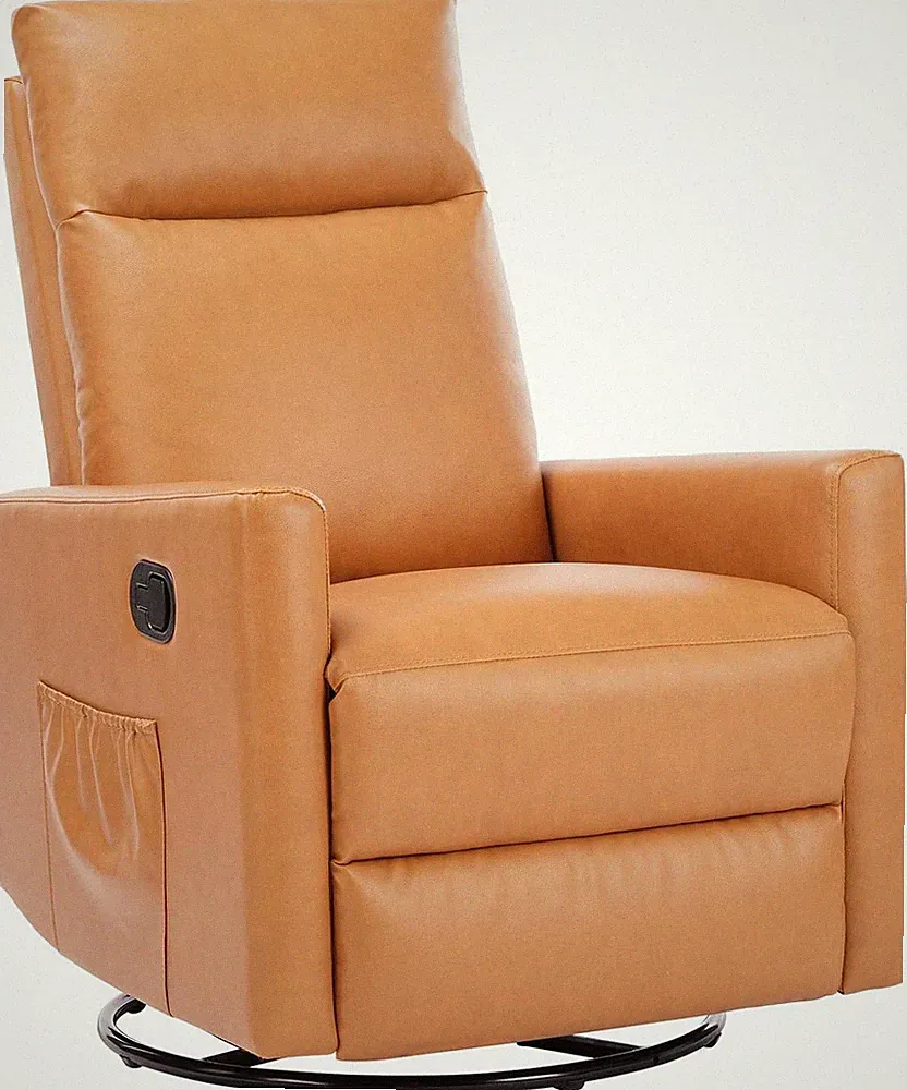 Brown Swivel Rocker Recliner Singer Sofa Manual Bedroom Nursery Glider Chair