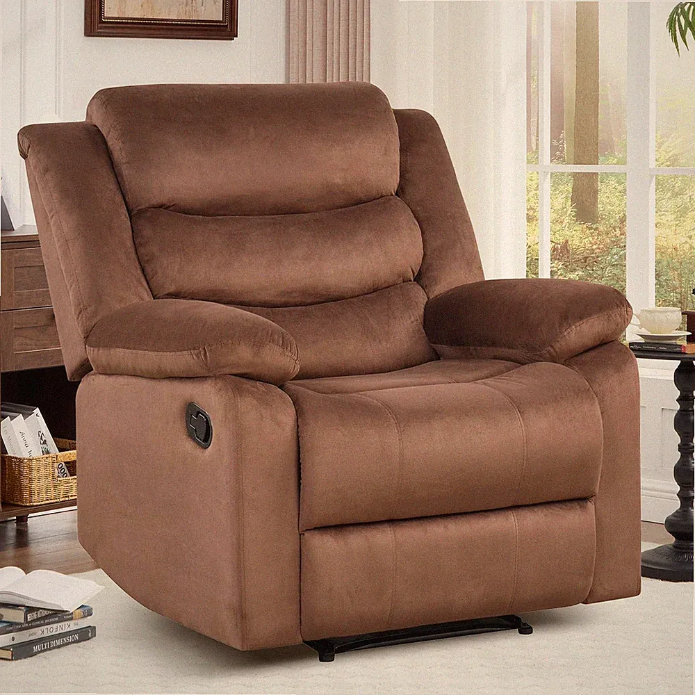 Canmov Manual Recliner Chair, Upholstered Fabric Single Sofa Chair with Arms