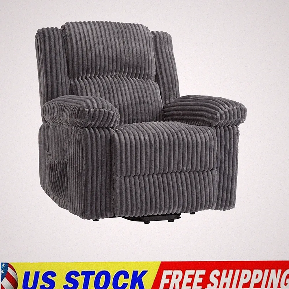 Corduroy Recliner Chair, Manual Recliner Sofa with Handle 330Lbs Adjustable