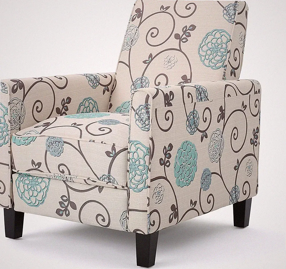 Dufour Floral Recliner in White and Blue - Stylish Comfort for Your Home