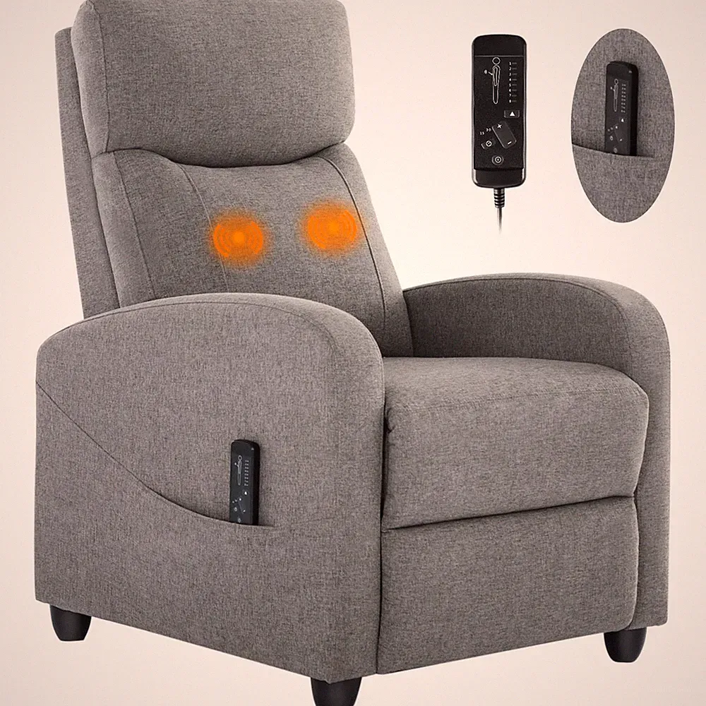 DUMOS SINGLE FABRIC RECLINER MASSAGE CHAIRS/SOFA PADDED SEAT ADJUSTABLE BACKREST