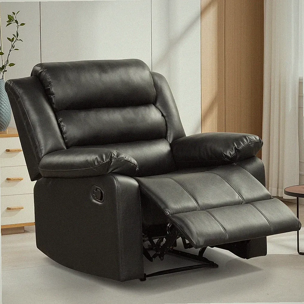 EBELLO Faux Leather Manual Recliner Chair w/ Comfortable Arms & Back for Bedroom