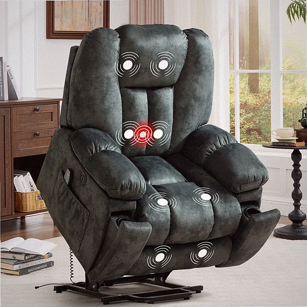 EBELLO Large Power Lift Recliner Chair with Massage, Heat, and USB for Elderly