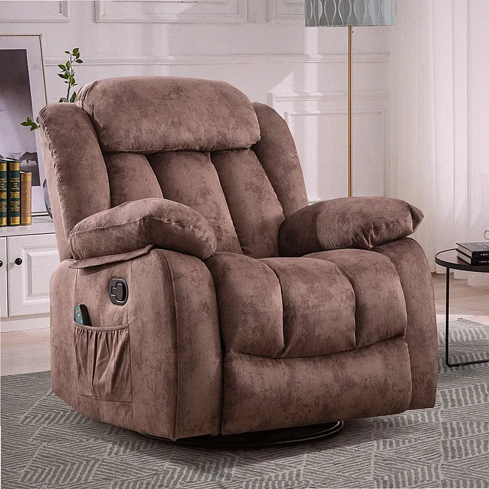 EBELLO Manual Massage Rocker Recliner with Heat & Vibration 360 Degree Swivel