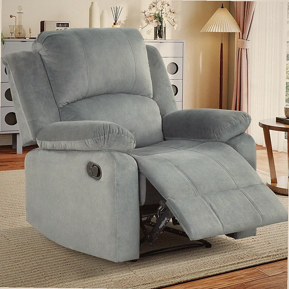 EBELLO Manual Recliner Chair, Soft Fabric Overstuffed Recliner Single Sofa Chair
