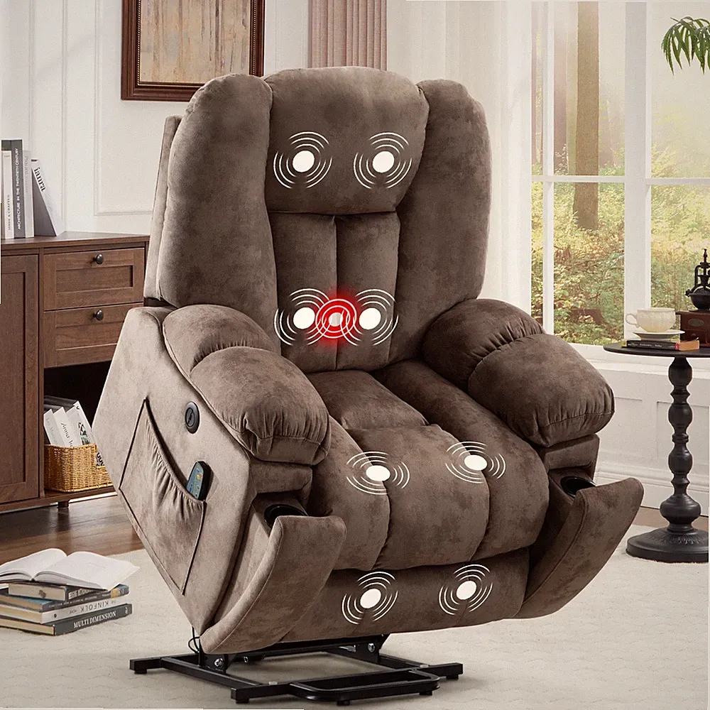 EBELLO Power Lift Recliner Chair w/ Massage & Heat for Elderly Overstuffed Wide