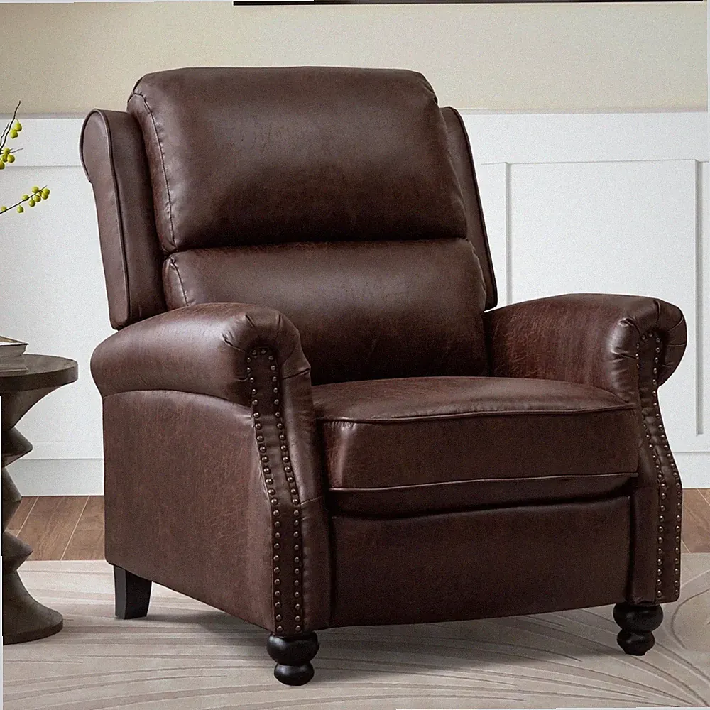 EBELLO Pushback Recliner Chair Faux Leather Armchair with Rivet Decoration