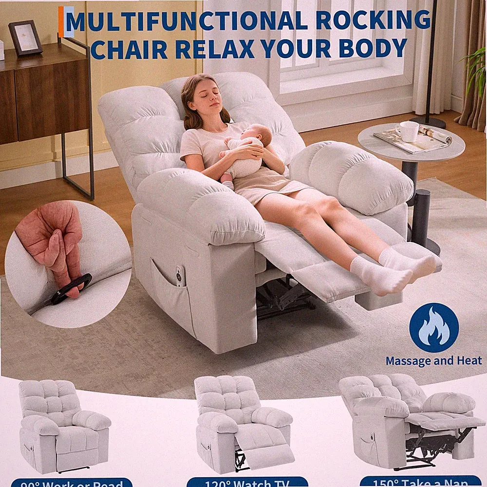 GRAVEE Oversized Recliner Chair Ergonomic with Massage Heat Lumbar Support