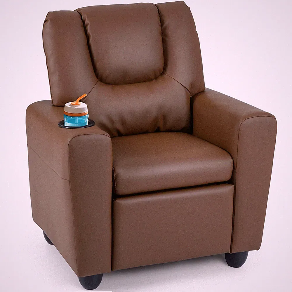 Kids Recliner w/Cup Holder Adjustable Backrest & Footrest for Boys & Girls