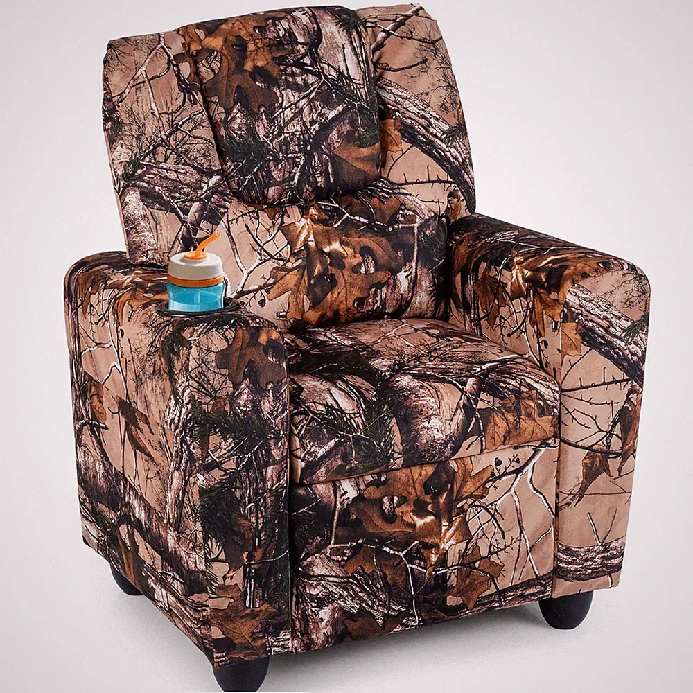 Kids Recliner with Cup Holder w/Adjustable Backrest & Footrest for Boys & Girls