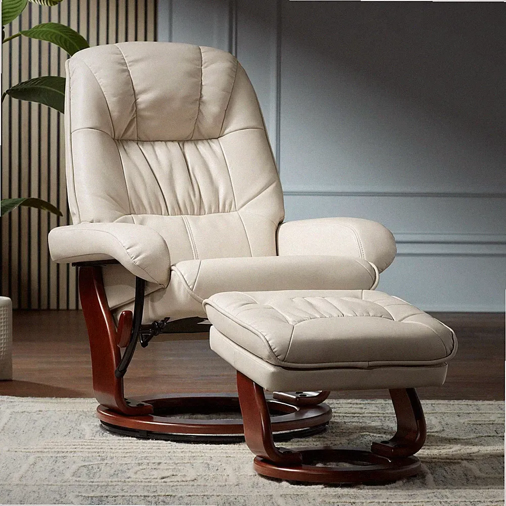 Kyle Faux Leather Recliner Chair Armchair Ottoman Footrest Ergonomic Manual Home