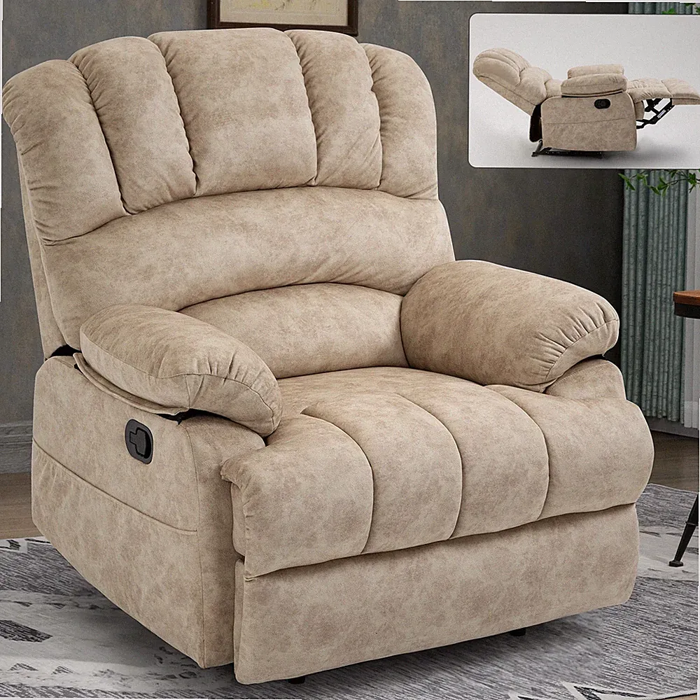 Large Oversized Manual Recliner Chair Reclining Sofa Fabric for Living Room Gray