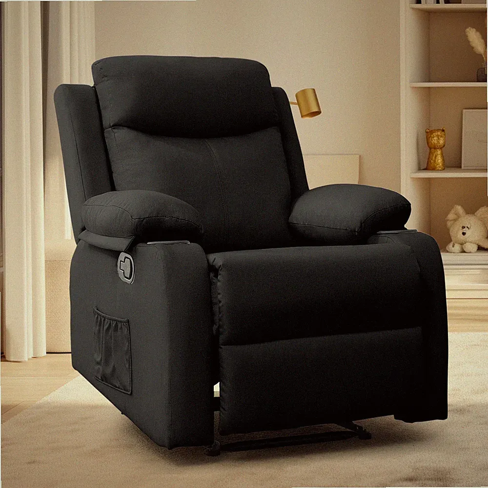Manual Small Recliner Chair with Fixed Base for Small Spaces Linen Fabric for Li
