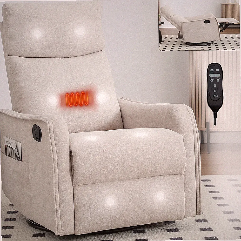 Massage Heat Manual Swivel Rocker Recliner Chair Rocking Chair Nursery Glider