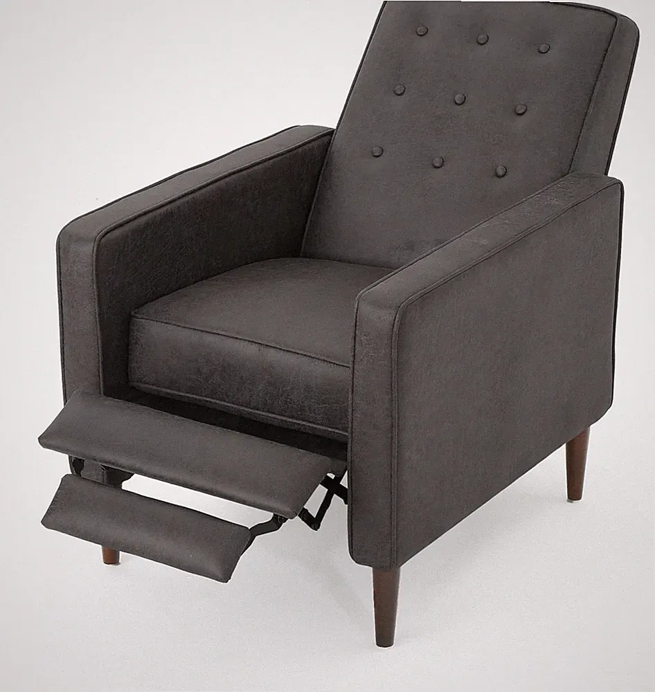 Mervynn Mid-Century Modern Recliner in Slate and Dark Espresso Finish
