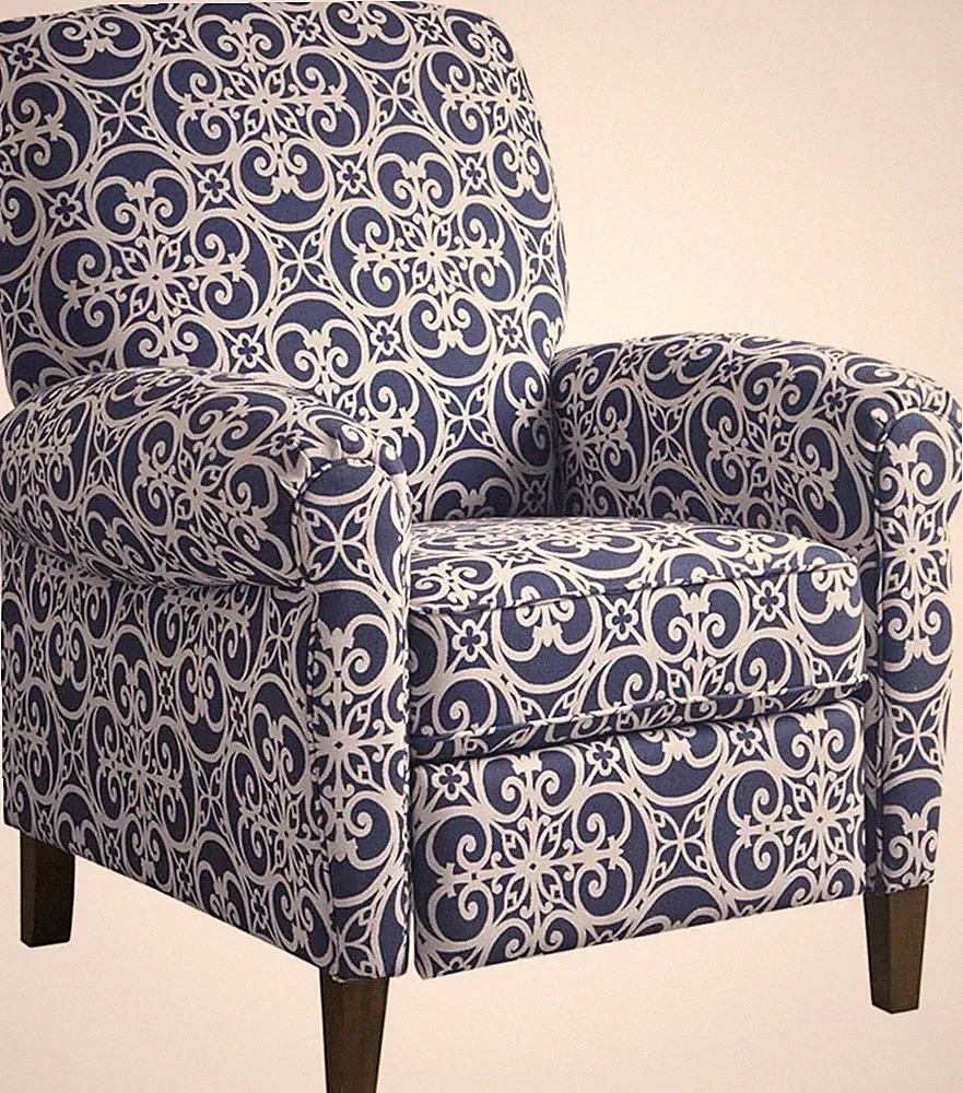 Navy Kirby Chic Recliner Chair - Comfy Reading Chair for Living Room & Bedroom