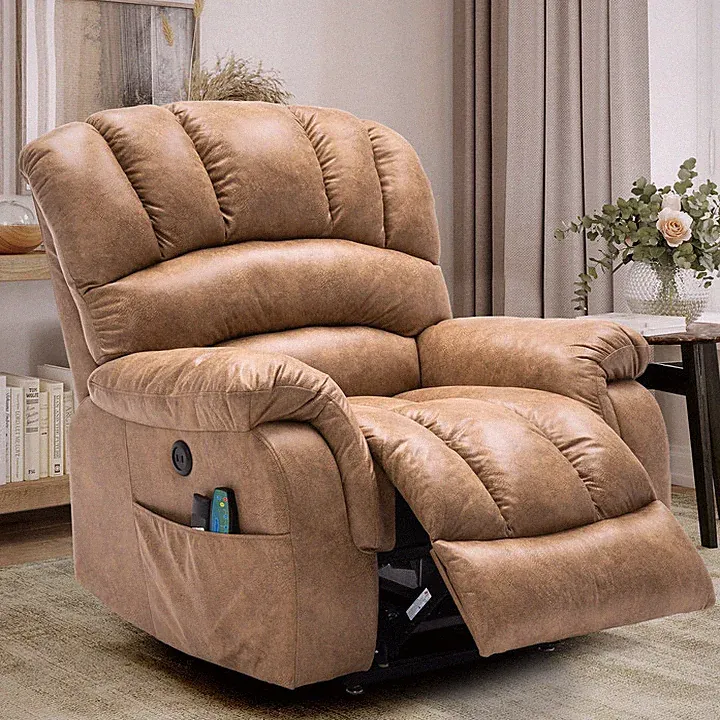 Oversized Dual Motor Power Lift Chair Lay Flat Sleeping Massage Recliner w/ Heat