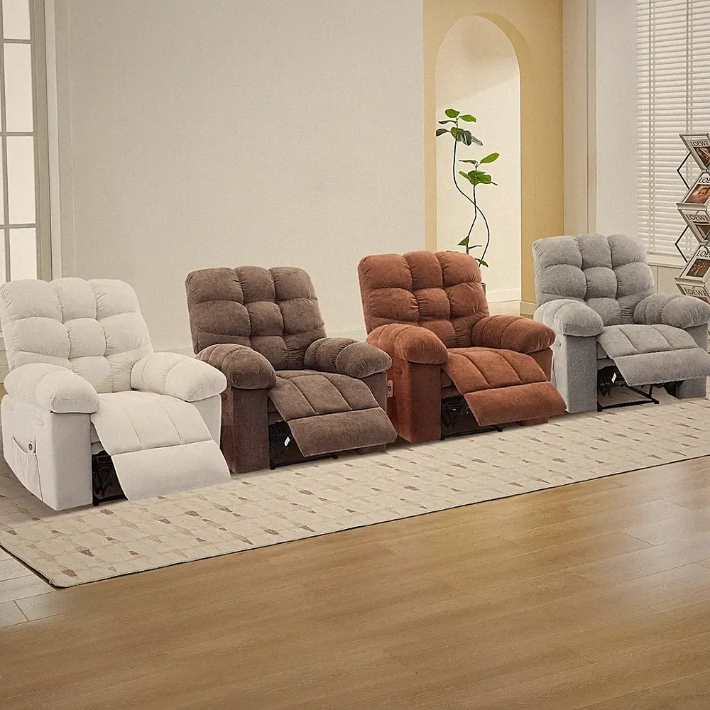 Oversized Massage Heat Recliner Chair 150° Rocking Manual Sofa with Side Pockets
