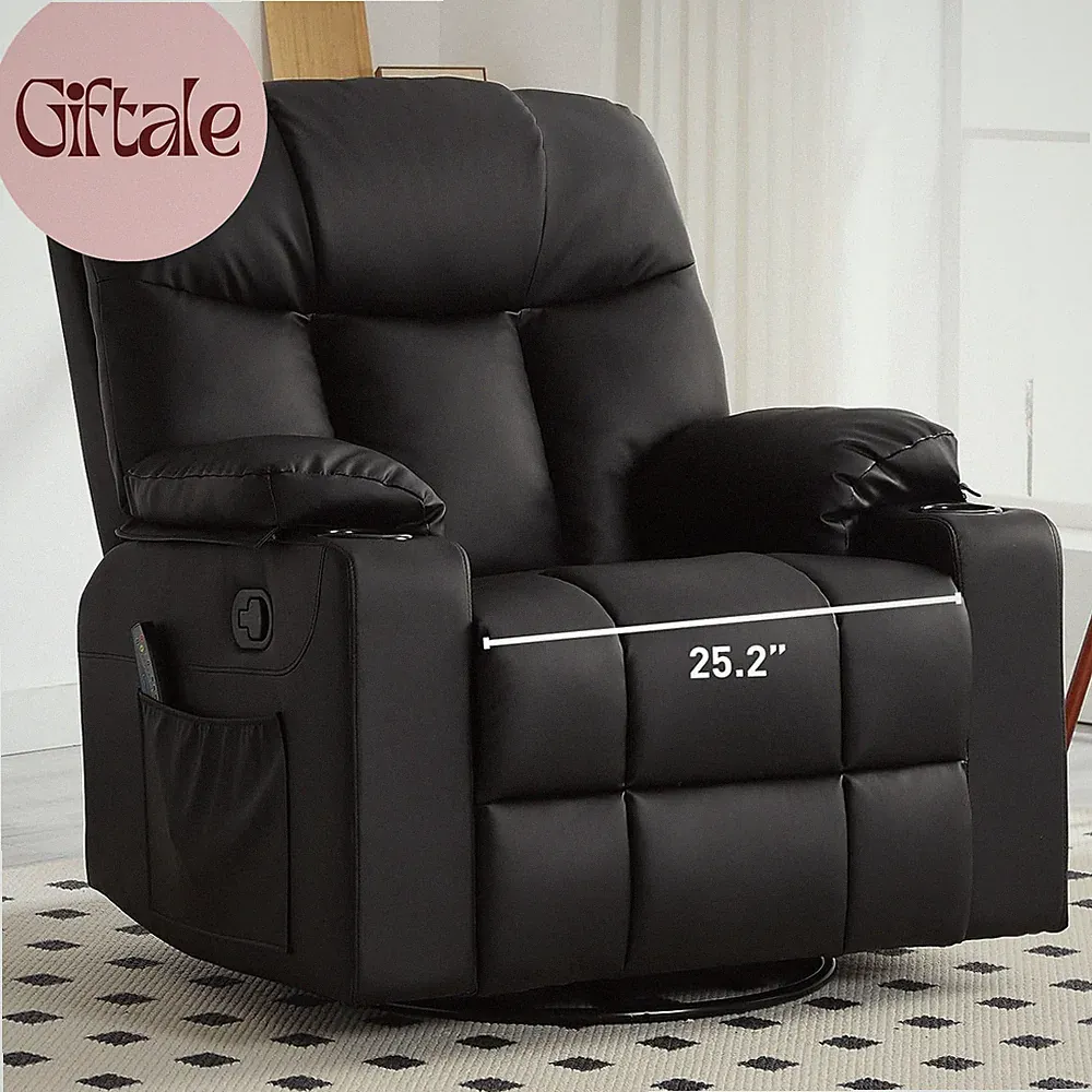 Oversized Swivel Rocker Recliner, 40" Rocking Recliner Chair with Heated and Mas