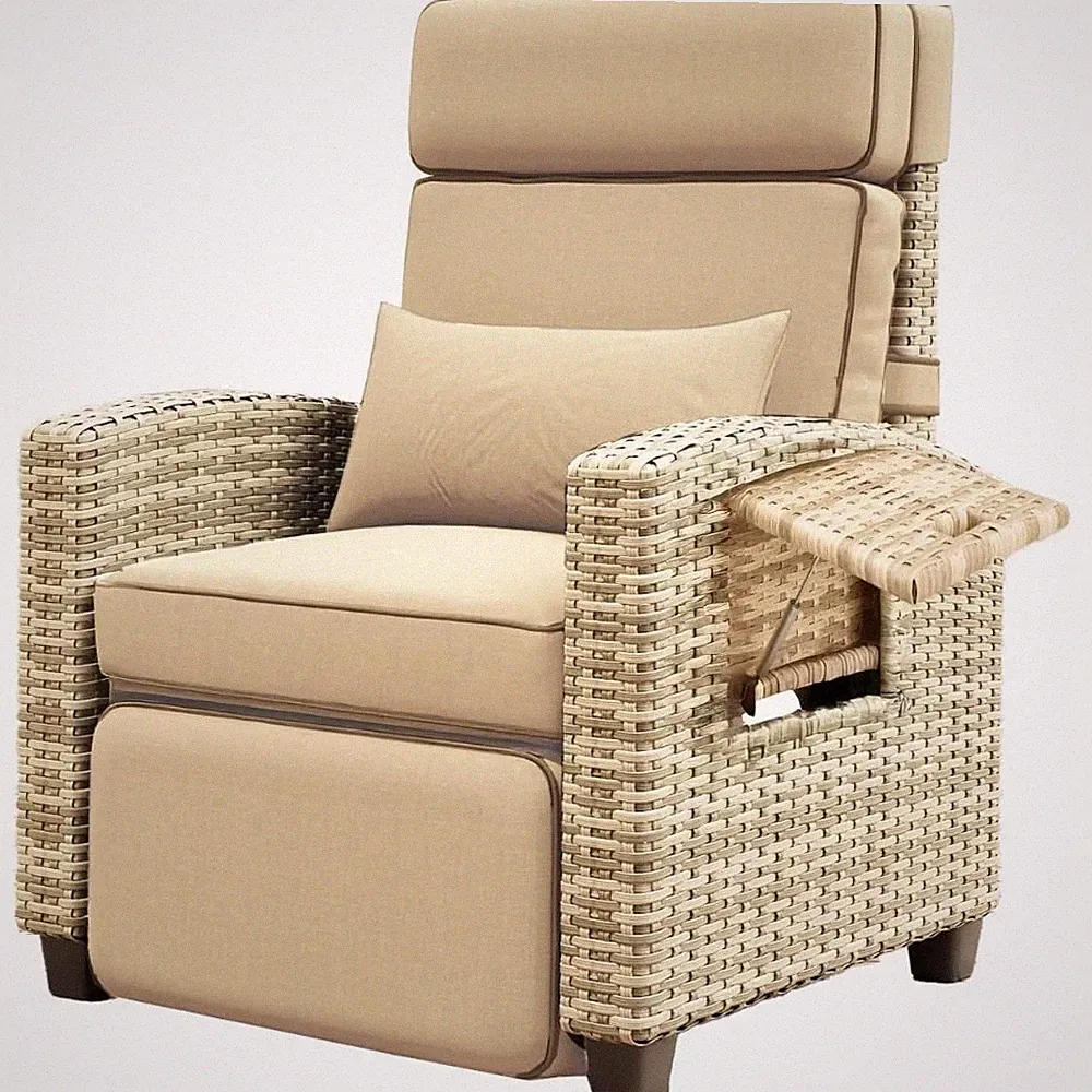 Reclining Armchair with Built in Drink Tray 150° Adjustable Backrest Footrest
