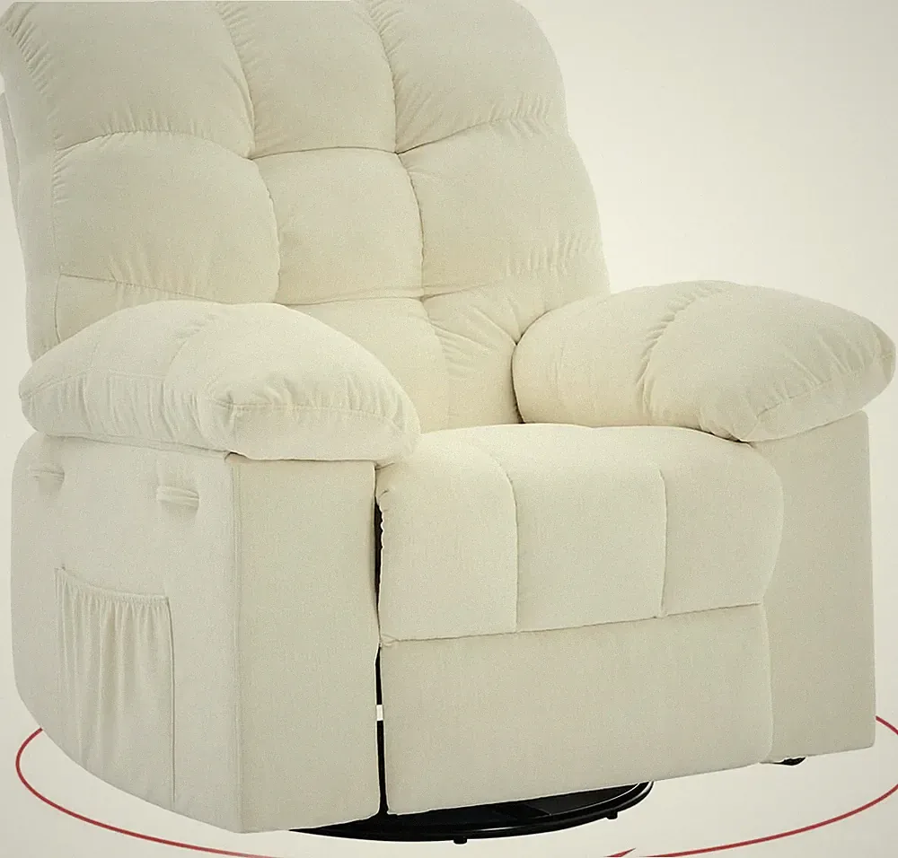 Rocking Recliner Chair Upholstered Fabric 360° Swivel Rocker Chair Deep Seat