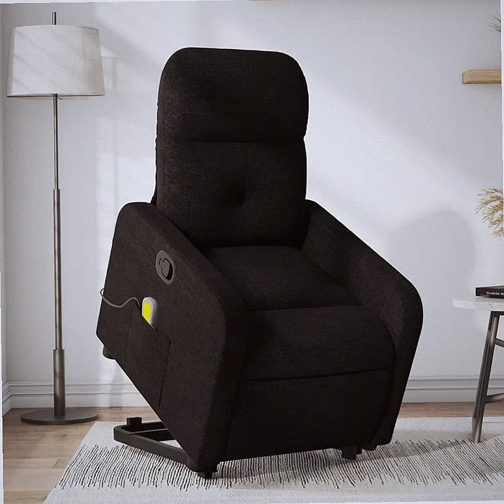 Stand up Massage Recliner Chair Black Fabric